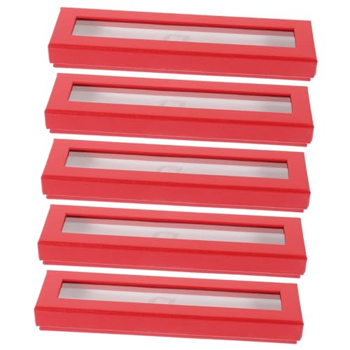 OFFIGAM 5 Stück Teiliges Papierstifteboxen mit Sichtfenster Transparente Verpackung für Füllfederhalter und Kugelschreiber Praktische Geschenkverpackung für Schule und Büro von OFFIGAM