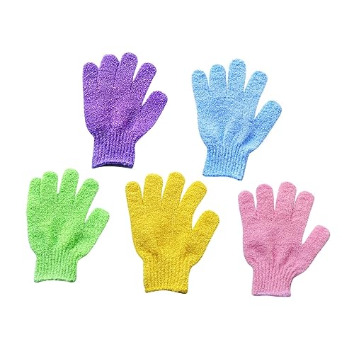 OFFIGAM 5paare Körperpeeling-handschuh Für Bad Und Dusche Beidseitig Verwendbar Mit Fünf Fingern Geeignet Für Seife Peeling Und Duschgel Dehnbares Design Für Junge Mädchen Frauen Und Männe von OFFIGAM