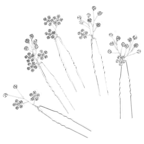 OFFIGAM 5Stücke Strass Haarnadeln für Brautjungfern U Förmige Blumen Haarschmuck für Hochzeiten Eleganter Haarschmuck Strass Haaraccessoires für Damen von OFFIGAM