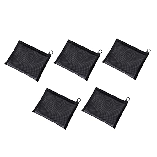 OFFIGAM 5Stücke Teiliges Reisekosmetiktaschen Schwarze Mesh Make Up Taschen für Toilettenartikel Praktische Organizer für Zuhause und Unterwegs Multifunktional Tragbar von OFFIGAM