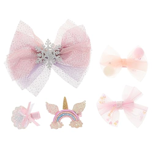 OFFIGAM 5stücke Teiliges Set Modischer Haarspangen Mit Schneeflocken- Für Mädchen Haarclips Und Haargummis Für Kreative Frisuren Und Stylische Outfits von OFFIGAM