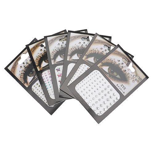 OFFIGAM 6 Blätter Super Glänzende Strass Aufkleber Augen Strass Aufkleber Gesichtsjuwelen Acryl Weißer Karton Augen Gesichts Edelsteine von OFFIGAM