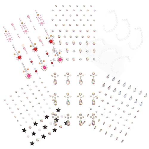 OFFIGAM 6 Bögen Selbstklebende Strasssteine für Gesicht und Körper Augen Make Up Aufkleber Festival Gesichtsschmuck Vielseitig Einsetzbar für Kostümpartys und Musikfestivals von OFFIGAM