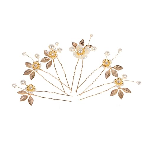 OFFIGAM 6 Stück U Form Haarnadeln mit Blumen und Perlen für Hochzeiten und Partys Braut Haarschmuck Accessoires für Damen für Besondere Anlässe von OFFIGAM