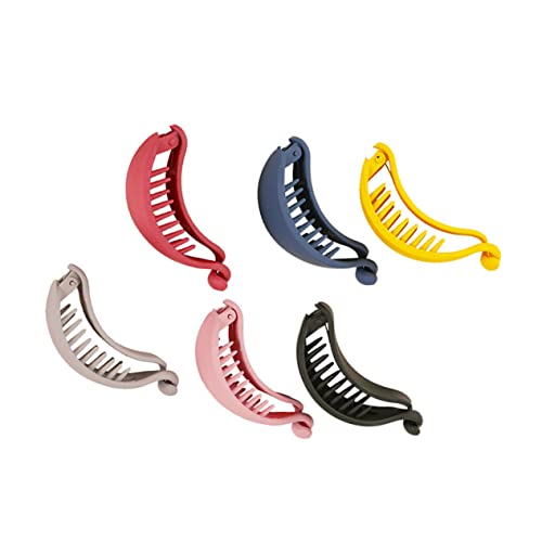 OFFIGAM 6 Stücke Bananen Haarclips Rutschfeste Haarkamm Clips für Dickes Dünnes Haar Haarstyling Zubehör für Damen Flexible Pferdeschwanzhalter mit Abgerundeten Zähnen von OFFIGAM