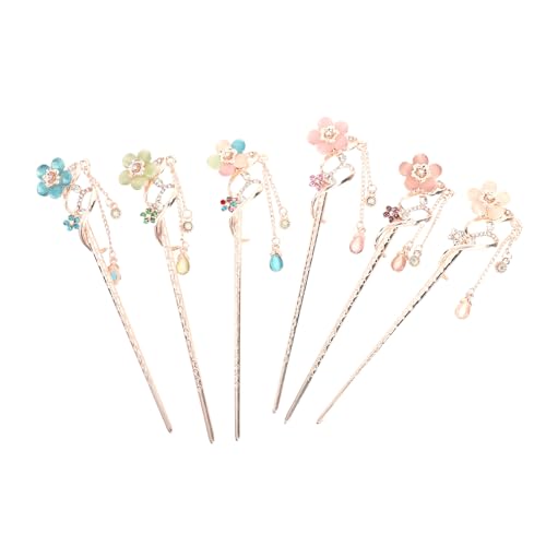 OFFIGAM Retro Blumen Haarnadel 6 Stücke Chinesische Haarstäbchen Haarschmuck für Mädchen Hochzeiten Geburtstage Vintage Design von OFFIGAM