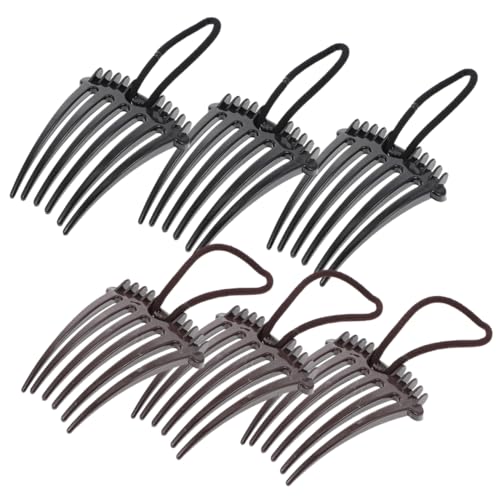 OFFIGAM 6stücke Elastische Haarkämme Mit Band Für Damen Vielseitige Ponytail-haarspangen Für Voluminöse Frisuren Langlebig Und Bequem Und Kaffee von OFFIGAM