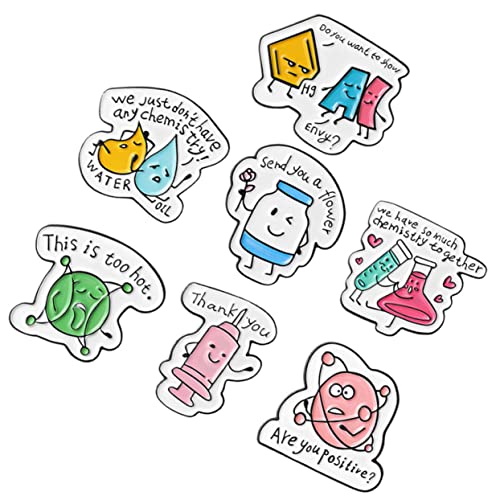 OFFIGAM 7 Stck Süße Chemie Labor Broschen Teiliges Metall Anstecker mit Cartoon Design für Kleidung Taschen und Hüte für Alltag und Besondere Anlässe von OFFIGAM