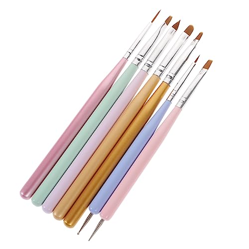 OFFIGAM 7 Stück Teiliges Nagelkunst Pinselset Maniküre Malpinsel für Präzise Nail Art für Professionelle und Heimnutzung aus Robustem Holz und Gefertigt von OFFIGAM