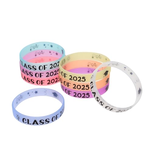 OFFIGAM 8 Stück Nachtleuchtende Silikon Armbänder für Absolventen der Klasse Bunte Handgelenkbänder zur der Graduierung für Studenten und Lehrer bei Abschlussfeiern von OFFIGAM