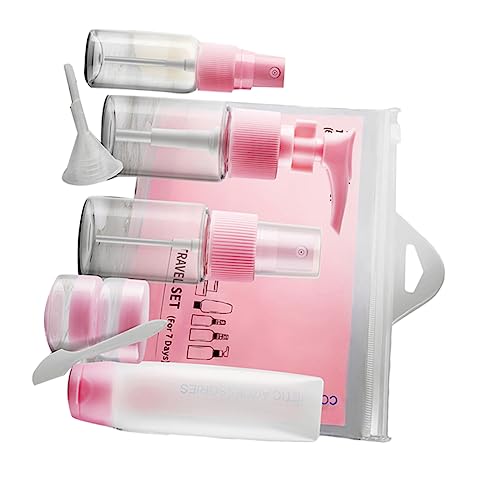 OFFIGAM 9 Stück Reiseset mit Tragbaren Toilettenflaschen Nachfüllbare Transparente Reisebehälter für Lotion Shampoo und Make Up Entferner von OFFIGAM
