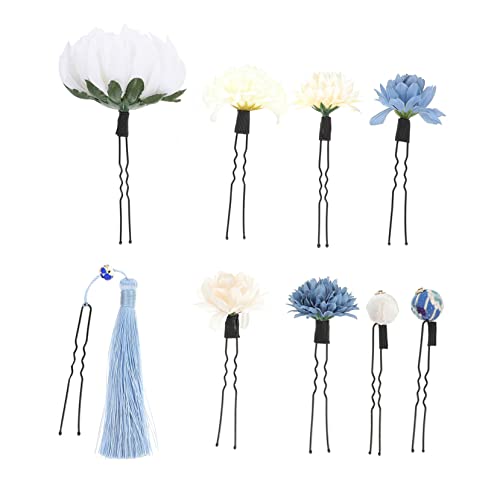 OFFIGAM 9stücke Teiliges Kimono Haarschmuck Mit Blumen Und Quasten Japanisches Haaraccessoire Für Frauen Für Hochzeiten Fotoshootings Und Besondere Anlässe von OFFIGAM