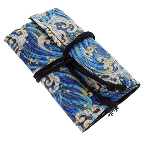 OFFIGAM Buntstift Tasche Rolltasche Für Stifte Großes Federmäppchen Mit Filigranem Druckmuster Im Japanischen Stil Tragbarer Stifte-Organizer Für Gelstifte Und Buntstifte von OFFIGAM
