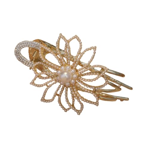 OFFIGAM Blumen Haarklammer mit Perlen Rutschfeste Haarspange für Damen für Hochzeiten Partys und Alltag Stilvolle Haarklammer die Haare Zurückhält Verrutscht von OFFIGAM