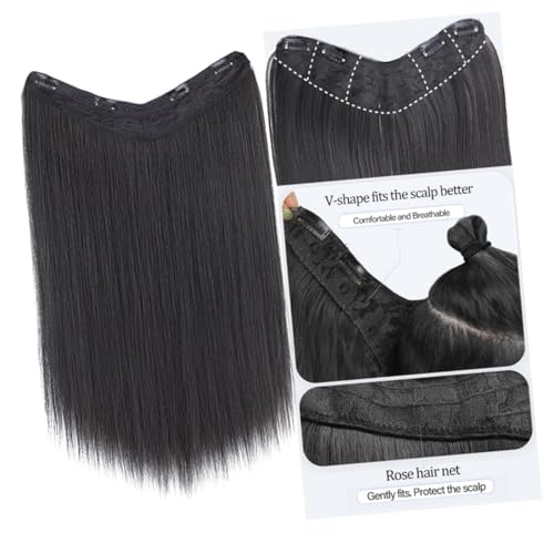 OFFIGAM Clip in Haarverlängerung Lang Gerade Synthetic Haarteil für Frauen Natürliche Schwarze Extensions Hochtemperaturbeständig Fester Sitz Vielseitig für Alltag und Party von OFFIGAM