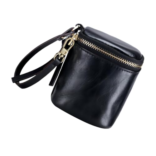 OFFIGAM Damen Handtasche Multifunktionale Geldbörse aus Schwarzem Leder mit Reißverschluss für Lippenstift und Kleine Gegenstände Reisen von OFFIGAM