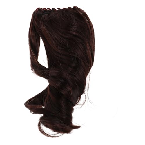 OFFIGAM Damen Perücke Pferdeschwanzperücken für Frauen Pferdeschwanzhaarverlängerungen Klauenklammern falsche Haarspange Klauenclip Ponytail Kunststoff -Hochtemperaturdraht Dunkelbraun von OFFIGAM