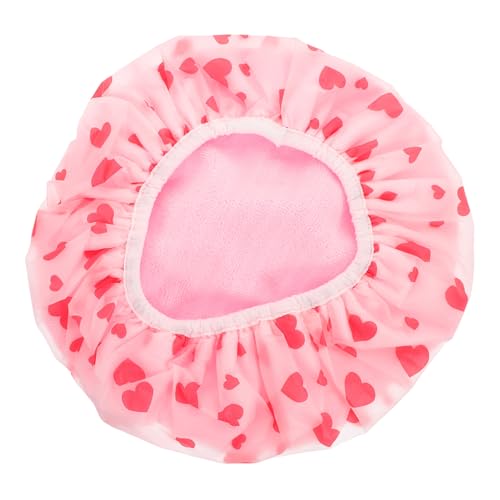 OFFIGAM Duschhaube Trockenhaube Für Haare Fön Kappe Haartrockenhaube Badezimmerkappe Badekappe Für Haare Duschkappe Für Frauen Haarhaube Für Die Dusche Shampoo-kappen Rosa Korallenvlies von OFFIGAM