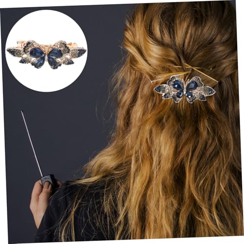 OFFIGAM Elegante Strass Haarklammer Schmetterling Metall Haarclip für Damen Rutschfest Geeignet für Dickes Dünnes Haar Hochzeit Party Alltag Modisches Haarschmuck Accessoire in Dunkelblau von OFFIGAM