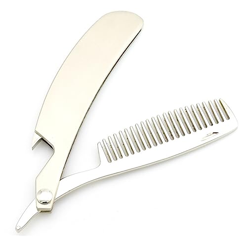 OFFIGAM Haarkamm Für Männer Faltbarer Bartkamm Aus Zinklegierung Massagekamm Mit Glatten Zähnen Antistatischer Kamm Zum Stylen Und Kämmen Tragbar von OFFIGAM
