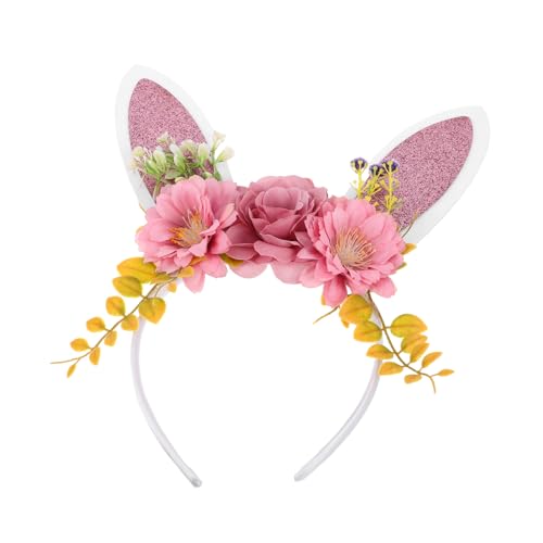 OFFIGAM Floral Bunny Ears Haarband Mit Künstlichen Blumen Für Ostern Karneval Und Partys Festliches Hasenohren-stirnband Für Frauen Langlebig Und Auffällig Für Feiern von OFFIGAM