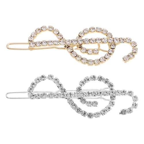 OFFIGAM 2stücke Vintage Strass Musik Note Haarspangen Für Damen Metall Haar Clips Strass Haar Pins Haarspangen Für Frauen von OFFIGAM