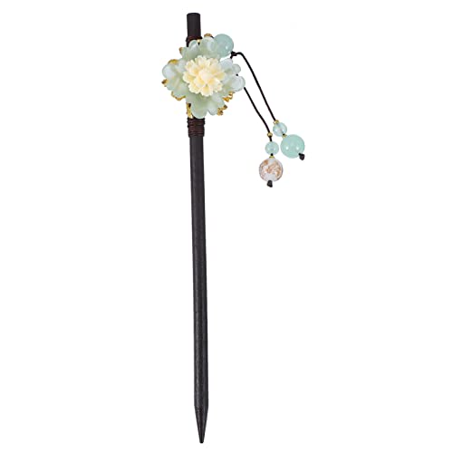 OFFIGAM Haarnadel orientalisch haar spangen haar pin haar clips spangen haarstecker Brötchen Aufkleber Quaste Essstäbchen mit Blumenhaar Braut- Cosplay-Kopfschmuck Hanfu-Zubehör hölzern von OFFIGAM
