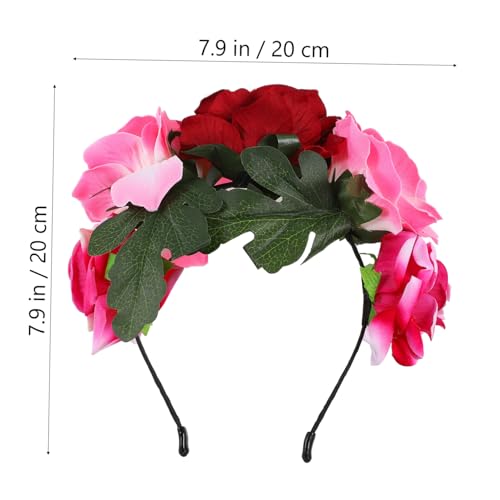 OFFIGAM Halloween Blumenkranz Haarreif mit Realistischer Rosenblüte Elastisches Headband für Damen Eleganter Haarschmuck für Party Cosplay und Festliche Anlässe von OFFIGAM