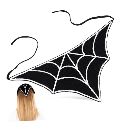 OFFIGAM Halloween Scharfe Spider Web Bandana Kopftuch Für Damen Verstellbares Dreieckstuch Stilvolle Haarschal Mit Spinnennetzmuster Dekorative Kopfbedeckung Für Halloween-party von OFFIGAM