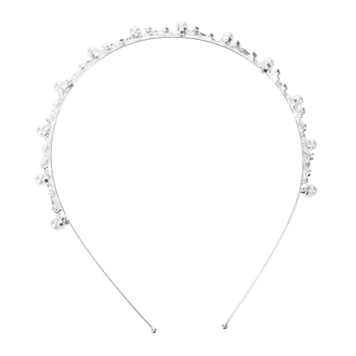 OFFIGAM Hochzeit Haarschmuck Silber Tiara mit Perlen und Strass Braut Haarband für Damen Eleganter Diadem Schmuck für Hochzeitsfeier Verlobung und Party von OFFIGAM