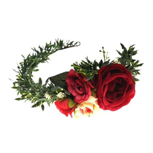 OFFIGAM Künstlicher Rosen Haarschmuck Hochzeits-haarkranz Für Braut Oder Brautjungfern Als Fotorequisite Für Partys Und Besondere Anlässe Rot von OFFIGAM