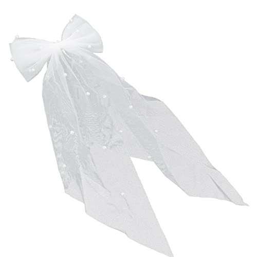OFFIGAM Perlen Bow Haarspange mit Elegantem Band Hochzeits Haarclip für Braut und Mädchen Perfektes Haarschmuckstück für Partys und Alltag von OFFIGAM