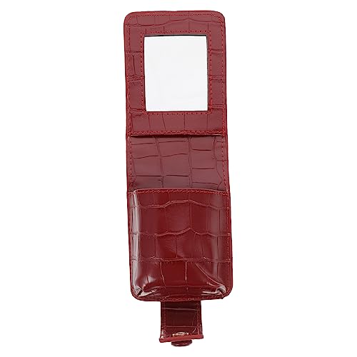 OFFIGAM Portable Lippenstiftetui Mit Spiegel Rotes Pu Alligator-Design Praktisches Make-up Täschchen Für Reisen Und Täglichen Gebrauch Für Damen Und Teenager von OFFIGAM