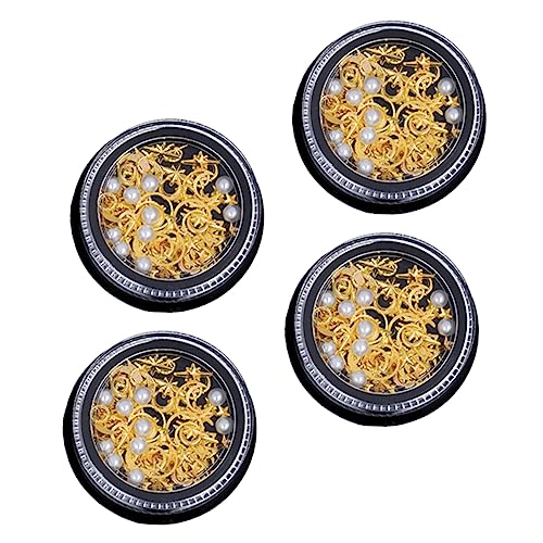 OFFIGAM Silberne Mond Perlen Nagel Dekorationen 4 Boxen Stylische Nagel Schmuck Und Aufkleber Hautfreundlich Elegant Selbstgemacht von OFFIGAM