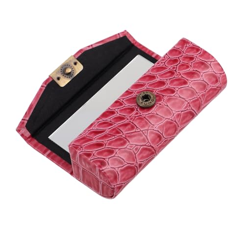OFFIGAM Spiegelbox Für Einzelne Lippenstifte Aus Pu Tragbarer Lippenstifthalter Mit Knopf Schminketui Für Unterwegs Einzelne Lippenstiftbox Mit Spiegel Lippenstift-Organizer Aus Pu Für Dam von OFFIGAM