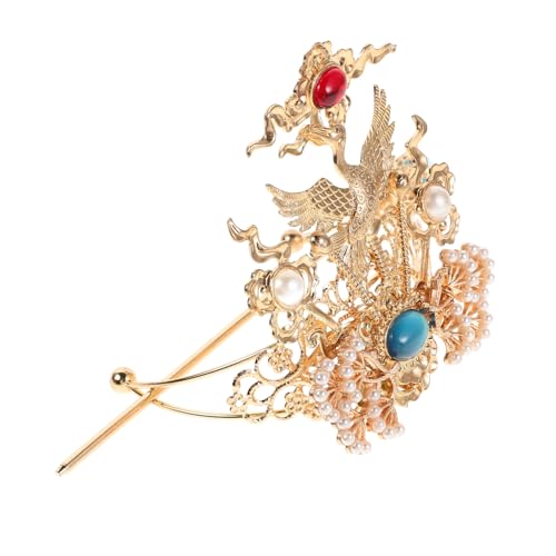 OFFIGAM Chinesische Vintage Haarkrone Kranichmotiv Traditioneller Haarschmuck Für Männer Elegante Haarspange Mit Haarnadeln Für Cosplay Und Bühnenauftritte von OFFIGAM