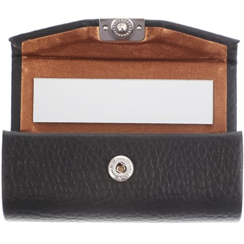 OFFIGAM Tragbarer Lippenstift-Organizer Stilvolle Einzelne Lippenstifthülle Mit Spiegel Für Damen Kompakte Pflegeleichte Kosmetiktasche in Schwarz Mit Lederstruktur Für Reisen Camping von OFFIGAM