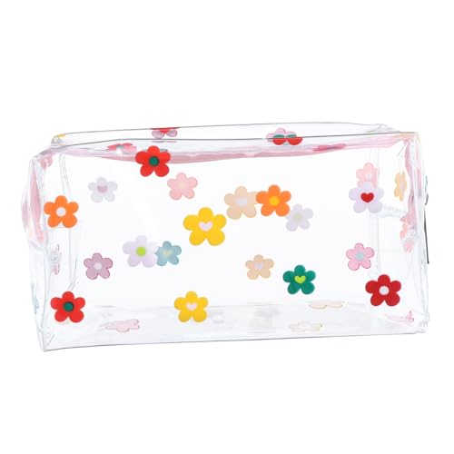 OFFIGAM Transparente Kosmetiktasche PVC Kulturbeutel Reise Waschbeutel mit Reißverschluss Multifunktional für Damen Herren Makeup Organizer Toiletry Pouch Blumenmuster von OFFIGAM