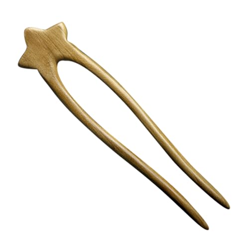 OFFIGAM U Förmiger Holz Haarnadel Doppelstab für Damen Chignon Haarschmuck mit Sternverzierung Vielseitig Einsetzbar für Partys Dinner und Alltagslooks Schonend zum Haar Robust und von OFFIGAM