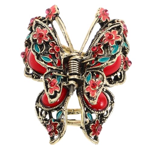 OFFIGAM Vintage Schmetterling Haarspange mit Nonslip Mechanismus Haarklammer für Damen für Dickes Haar Rot mit Funkelnden Strasssteinen und Klassischem Design OFFIGAM Vintage Schmetterling Haarspange mit Nonslip Mechanismus Haarklammer für Damen für Dickes Haar Rot mit Funkelnden Strasssteinen und Klassischem Design von OFFIGAM