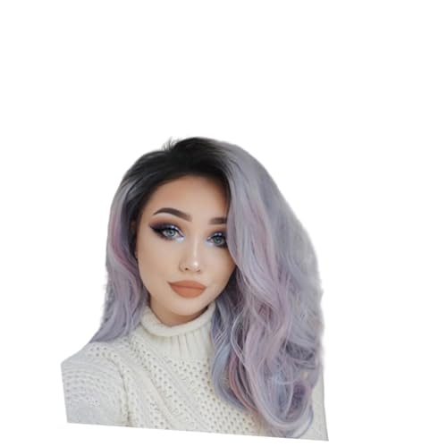 OFFIGAM Modeperücke Für Damen Stylische Lange Lockige Farbenfrohe Kunsthaarperücke Für Parties Cosplay Und Alltag Natürlich Aussehende Haaraccessoires von OFFIGAM