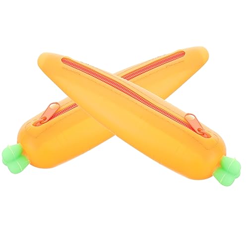 OFFSCH 2stücke Silikon-federmäppchen Karotte Form Cartoon Stifttasche Für Junge Mädchen Schreibwaren Organizer Mit Ausreichend Platz Für Stifte von OFFSCH