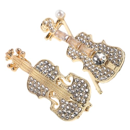 OFFSCH 2 Stück Teiliges Violin Broschen mit Funkelnden Strasssteinen Musik Broschen Vielseitiger Anstecker für Damen für Konzerte Partys und Musikliebhaber von OFFSCH