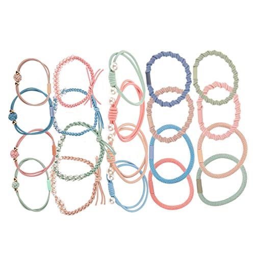 OFFSCH 20-teiliges Haargummi-Set mit Perlen elastische Haargummis geflochtene Pferdeschwanzhalter für Frauen Haar-Accessoires-Set von OFFSCH