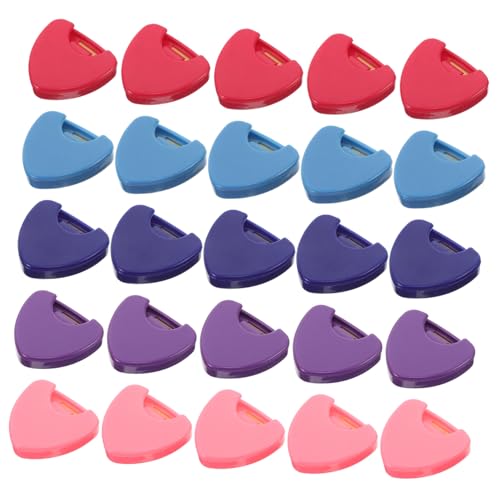 OFFSCH 25 Stück Teiliges Mini Plektrum Organizer Dreieckiger Gitarren Picks Halter Tragbare Kunststoff Aufbewahrungsbox für Banjo Bass Ukulele Robust Farbenfrohe Farbmix Praktisch und von OFFSCH