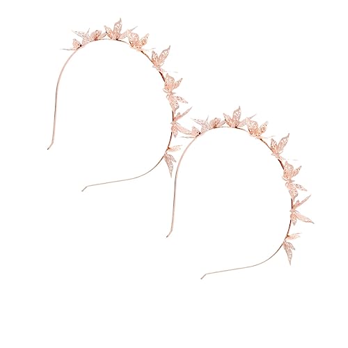 OFFSCH 2er Satz Roségold Haarreifen Stereoskopischer Metall-kopfschmuck Elastische Haarschmuck Für Kinder Partyaccessoires von OFFSCH
