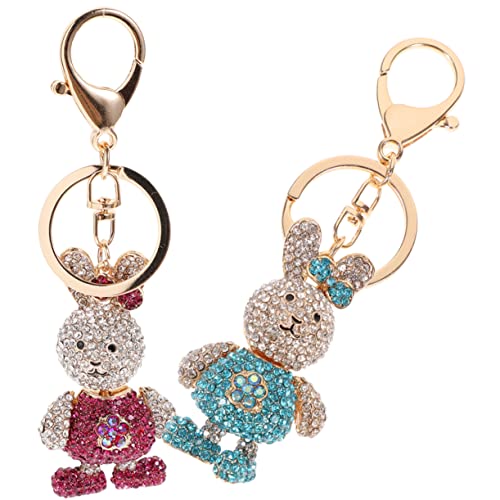 OFFSCH 2 Stück Metall Hase Schlüsselanhänger Mit Strass Hase Anhänger Schlüsselring Für Taschen Dekoratives Hänge Ornament von OFFSCH