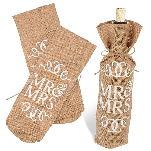 OFFSCH Großes Hochzeitsbanner 2 Stück Jute-weinbeutel Weinflaschenbeutel Tragbar Dekorativer Beutel Für Party von OFFSCH