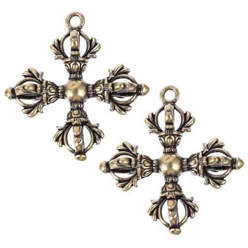OFFSCH 2Stücke Retro Vajra Stößel Anhänger Schlüsselanhänger für DIY Tibetische Buddhistische Dekoration Handgefertigtes Kompakte Details Antikes Design von OFFSCH