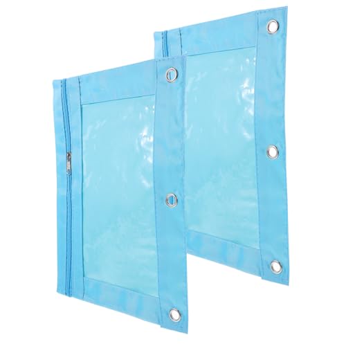 OFFSCH 2st Loseblatt-federmäppchen Aus Segeltuch Taschenfedermäppchen Mit 3 Ringen Kleine Bleistifttasche Bleistifthalter Für Ordner Weiches Federmäppchen Federmappe Sky-Blue PVC von OFFSCH